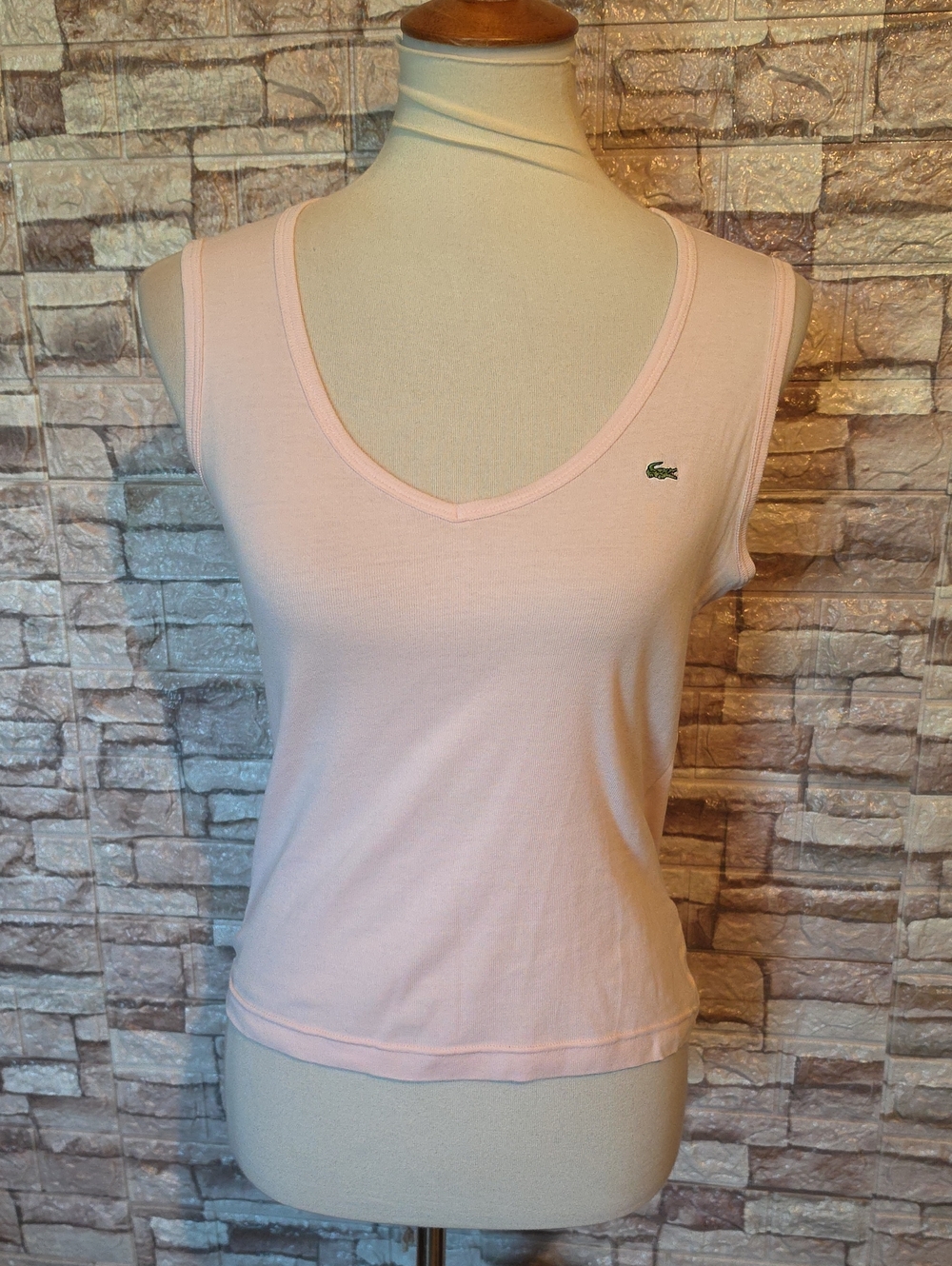 Lacoste Pale Pink Sleeveless V-Neck Tank